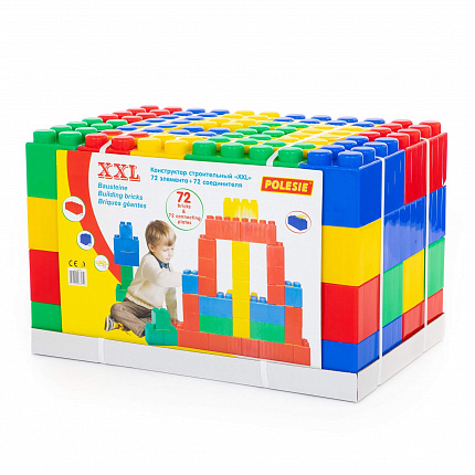 Конструктор строительный XXL, 72 элемента + соединитель (72 элемента)