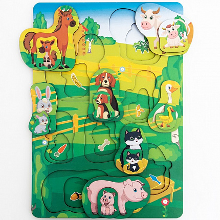 Вкладыш многоуровневый Домашние животные и птицы