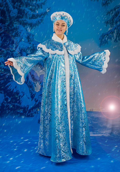 Костюм Снегурочки Гжель из парчи