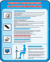 Стенд для школы ТЕХНИКА БЕЗОПАСНОСТИ НА УРОКАХ ИНФОРМАТИКИ