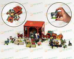 Конструктор УСПЕШНАЯ ФЕРМА настольная 46 элементов (фанера УФ печать)