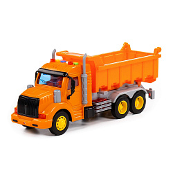 Автомобиль-самосвал инерционный (со светом и звуком) (оранжевый) (в коробке) Профи