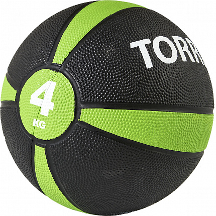 Медбол "TORRES 4 кг", черно-зелено-белый