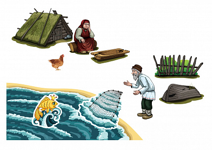 Набор магнитных карточек Сказка о рыбаке и рыбке