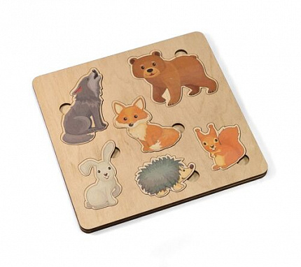 Игра развивающая деревянная "Лесные животные" (21х21см)