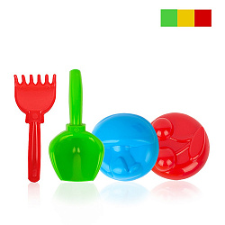 Песочный набор «По грибы и ягоды» (2 формочки, совок, грабли)