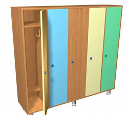 ШКАФ ДЛЯ ОДЕЖДЫ НА МЕТАЛЛИЧЕСКИХ НОЖКАХ, 5 СЕКЦИЙ