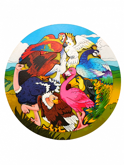 Зоопазл "Птицы" 9 деталей (дерево)