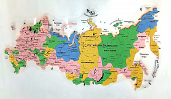 Карта России ИЗ ДЕРЕВА многоуровневая, на подложке из орг.стекла 170х94 БЕЗ ПОДСВЕТКИ