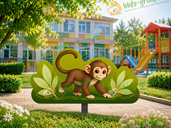 Уличные фигуры Обезьянка мама+малыш из фанеры для детской площадки