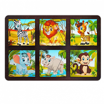 Развивающая доска "Сложи квадрат. Животные Африки"