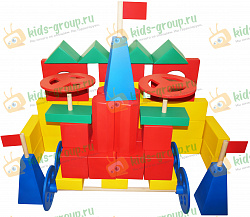 Конструктор Поликарпова 68 элементов деревянный напольный пустотелый 2 картонные коробки