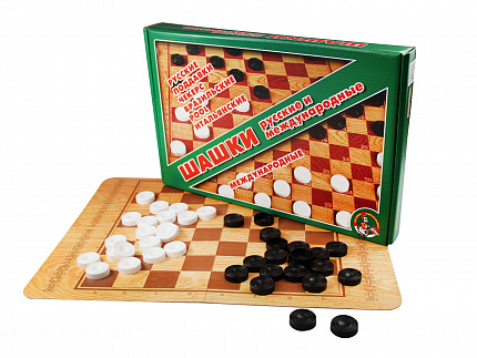 Игра настольная "Шашки русские и международные" (большие)