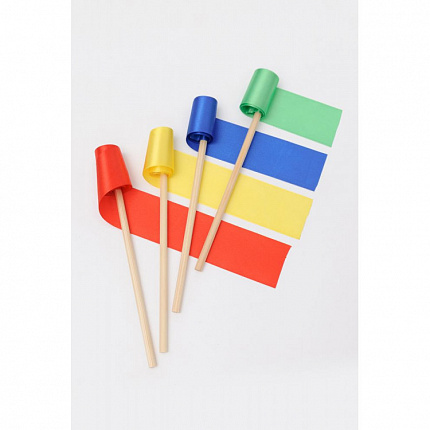 Лента гимнастическая шир 5см на дер. Палочке 50см.