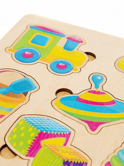 Игра развивающая деревянная "Игрушки" (21х21см)