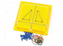 Гео-мозаика с осями X-Y (24,5 х 24,5 см., 50 колышков, 20 резиновых лент, 1 мозаичная доска)