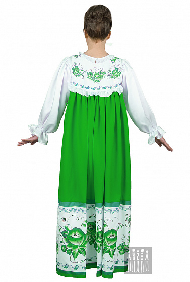 Русский сарафан распашной Гжель Весна