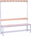 Скамейка для раздевалок односторонняя с вешалками 1610х2000х320 мм