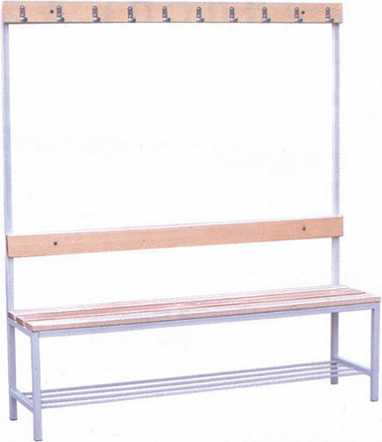Скамейка для раздевалок односторонняя с вешалками 1610х2000х320 мм