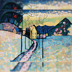 Репродукция картины В.В. Кандинский "Зимний пейзаж"  Декорация / Занавес сцены