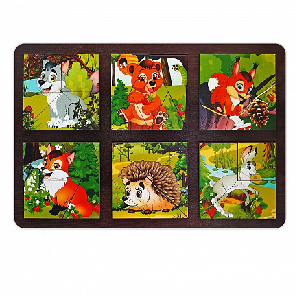 Развивающая доска "Сложи квадрат. Лесные животные"