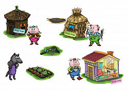 Набор магнитных карточек Три поросенка