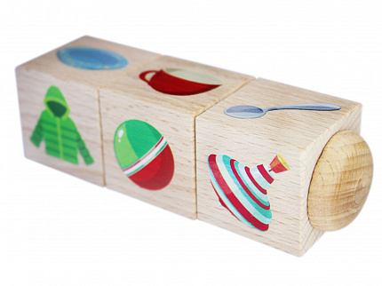 Кубики деревянные на оси "Обобщение" (3 кубика)