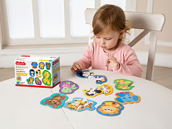 Пазлы контурные Половинки "Дикие животные" Baby Toys