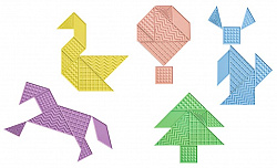 Танграм тактильный-1 (35 дет. Эко-пластик). Набор с карточками