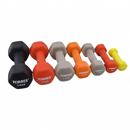 Гантель "TORRES 0,5 кг", металл, неопрен
