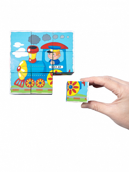 Кубики "Транспорт" (без обклейки) 9 шт