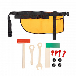 Набор деревянных инструментов на пояс для мальчиков «От молотка до гайки»