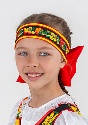 Русский головной убор с бантом Хохлома для девочки