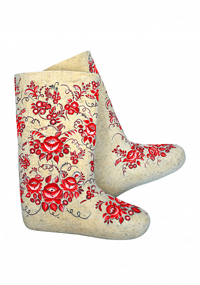 Валенки Деда Мороза расписные красные