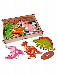 Игровой набор в коробке "Динозавры" 29 деталей (дерево)