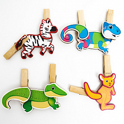 Игра с прищепками Собери дикое животное №1