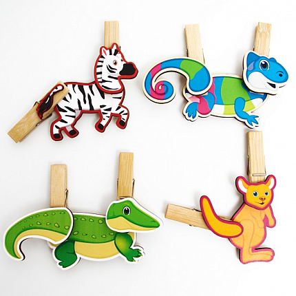 Игра с прищепками Собери дикое животное №1