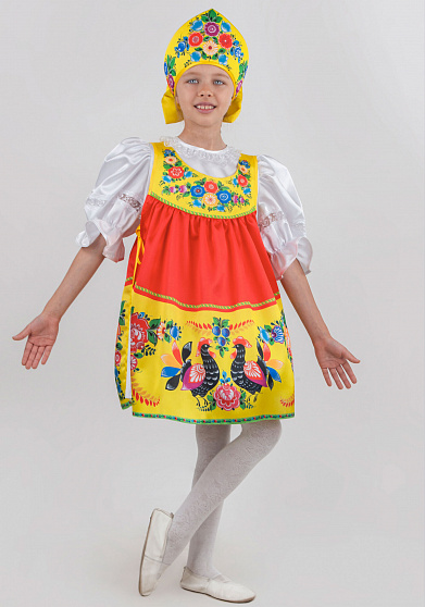 Костюм с кокошником для девочки "Городецкая роспись"