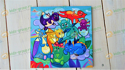 Рамка - вкладыш ГОЛОВОЛОМКА ДРУЗЬЯ ДРАКОНЧИКА УГИ (ХДФ УФ печать)