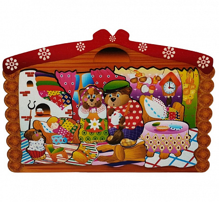 Деревянный пазл "Три медведя" 15 деталей