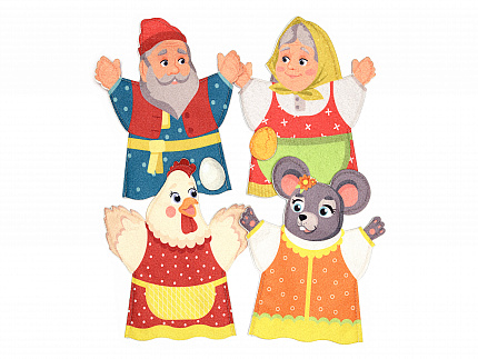 Театр на руку печать "Курочка Ряба" фетр (6дет)