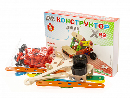 Деревянный конструктор «Джип» 62 элемента