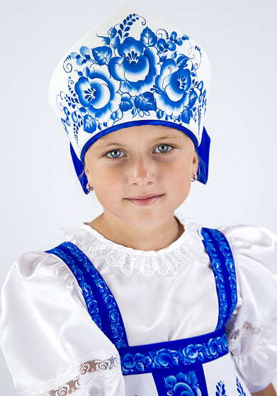 Русский народный костюм для девочки Гжель расписная