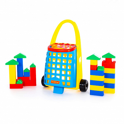 Забавная тележка + конструктор Беби 38 элементов