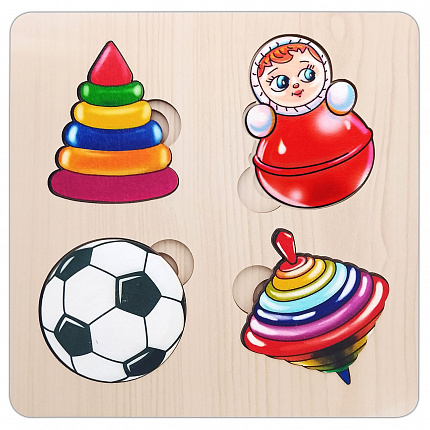 Больше-меньше "Игрушки" развивающая доска (Дерево)
