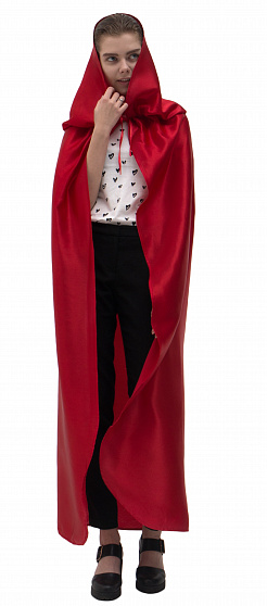 Красный атласный плащ с капюшоном, универсальный
