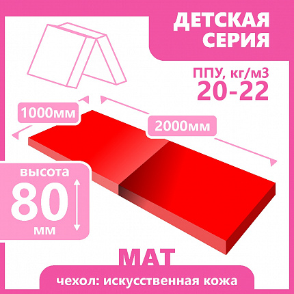 Мат детский складной  1000х2000х80 мм