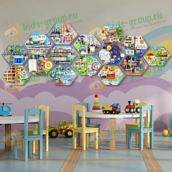 Комплект дидактических деревянных настенных панелей / бизибордов ИЗУЧАЕМ ПРОФЕССИИ