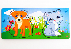 Вкладыш многоуровневый Собака и кошка