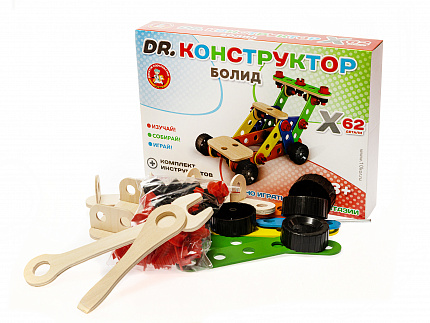 Деревянный конструктор «Болид» 62 элемента